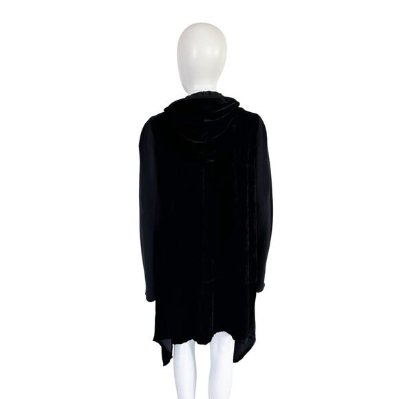 JOHNNY WAS PETE & GRETA BLACK VELVET HOODED CARDIGAN DUSTER - Picture 6 of 8